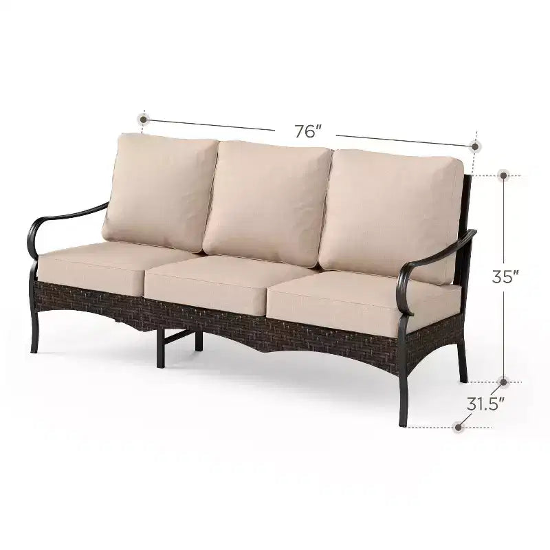 Captiva Designs Ensemble de salon de jardin avec braseros, 4 pièces, en métal et rotin, très grand