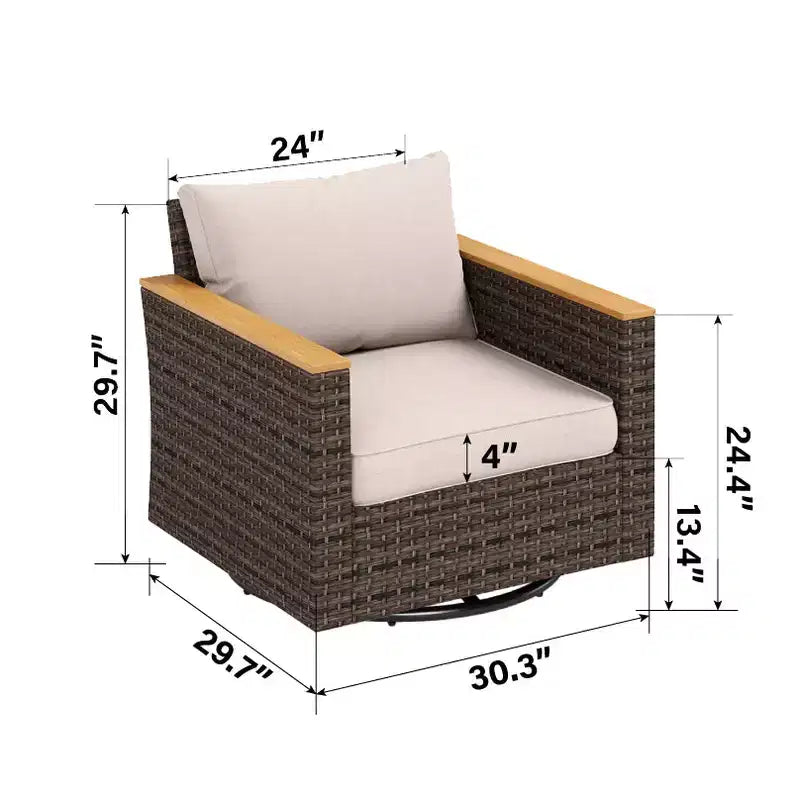 Captiva Designs Ensemble de conversation d'extérieur 12 pièces en rotin et osier avec pouf rembourré