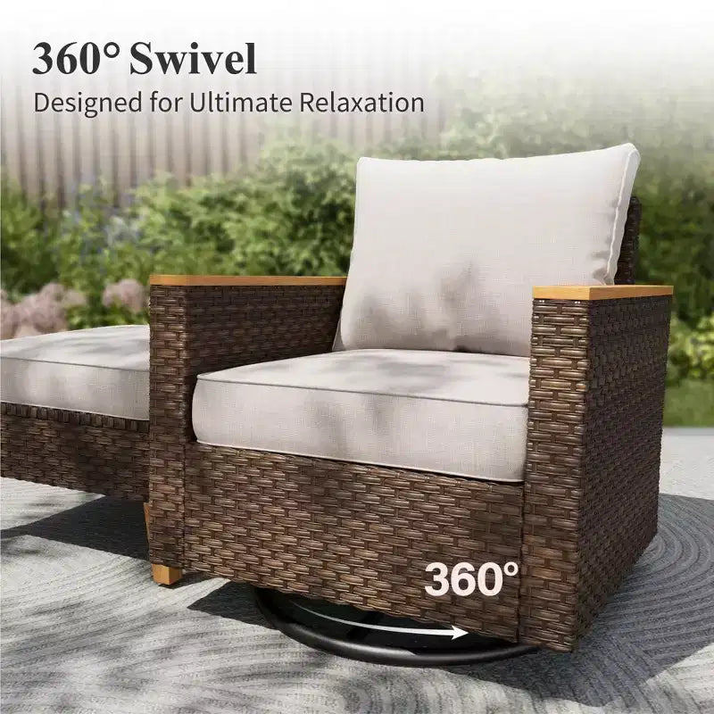Captiva Designs Ensemble de conversation d'extérieur 12 pièces en rotin et osier avec pouf rembourré