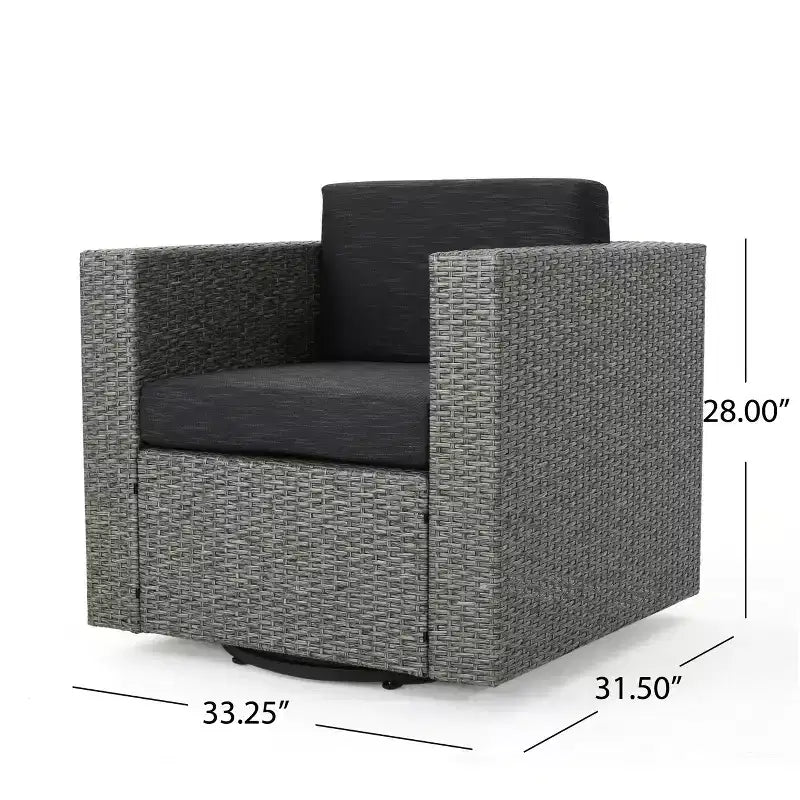 Ensemble de 5 pièces GDFStudio Venice en osier pour extérieur avec fauteuils pivotants et foyer
