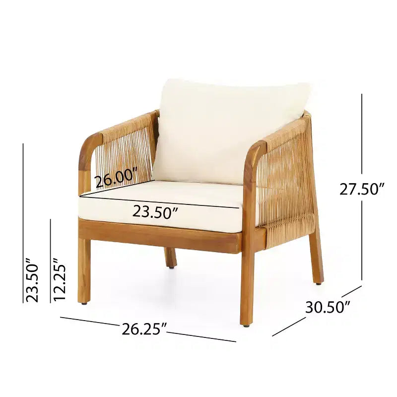 Christopher Knight Home Allerton Ensemble de conversation d'extérieur 4 places en bois d'acacia et osier avec coussins, teck et beige