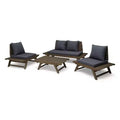 Christopher Knight Home Sedona Ensemble de conversation d'extérieur 4 places en bois d'acacia avec coussins