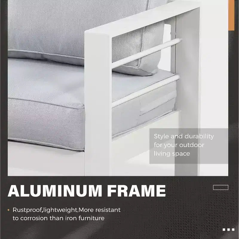 Ensemble de mobilier de jardin en aluminium Heynemo avec table brasero, mobilier d'extérieur en métal 4 pièces avec coussins pour jardin