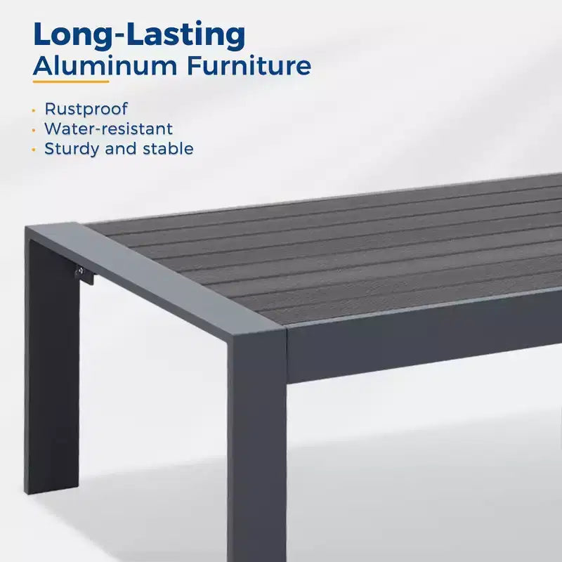 Ensemble de mobilier de jardin en aluminium Heynemo avec repose-pieds, canapé d'extérieur modulable en métal avec coussin de 5 pouces et table basse pour balcon, jardin