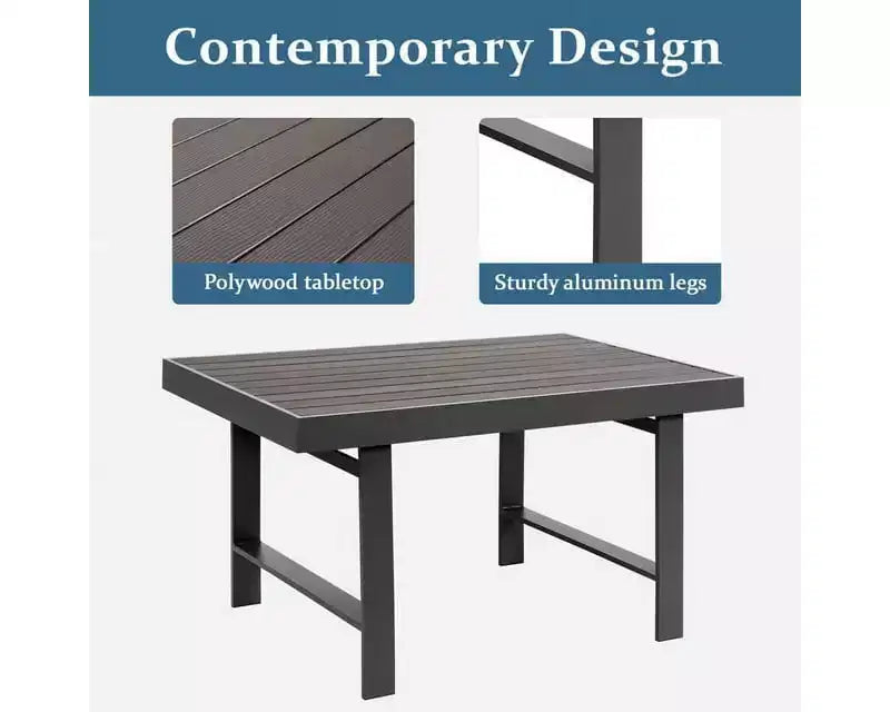 Heynemo Ensemble de canapés de jardin 5 pièces en aluminium, canapé sectionnel moderne en métal avec coussins pour patio et conversation
