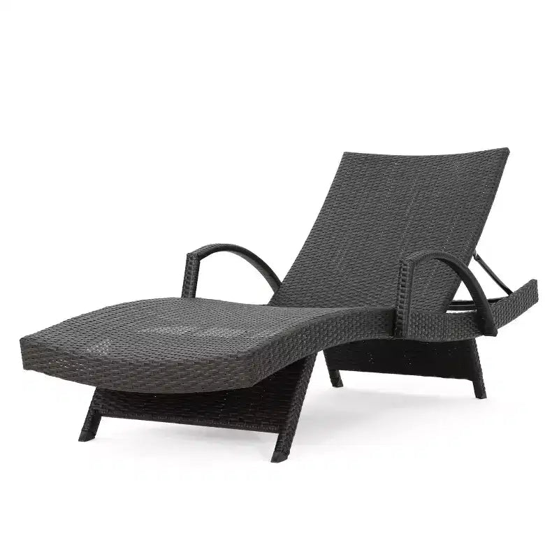 GDFStudio Soleil Ensemble conversationnel de 3 pièces pour chaise longue inclinable en osier d'extérieur avec bras réglables