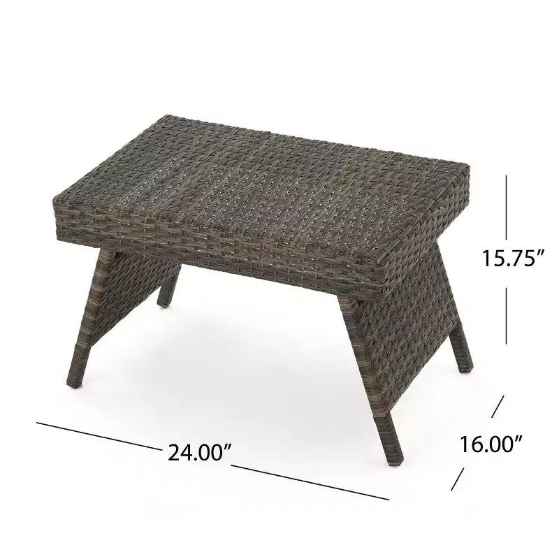 GDFStudio Soleil Ensemble conversationnel de 3 pièces pour chaise longue inclinable en osier d'extérieur avec bras réglables
