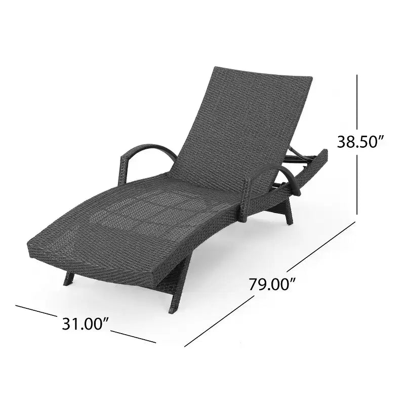 GDFStudio Soleil Ensemble conversationnel de 3 pièces pour chaise longue inclinable en osier d'extérieur avec bras réglables