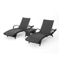 GDFStudio Soleil Outdoor Wicker 3 Piece Adjustable Armed Adjustable Chaise Lounge Chat Set
