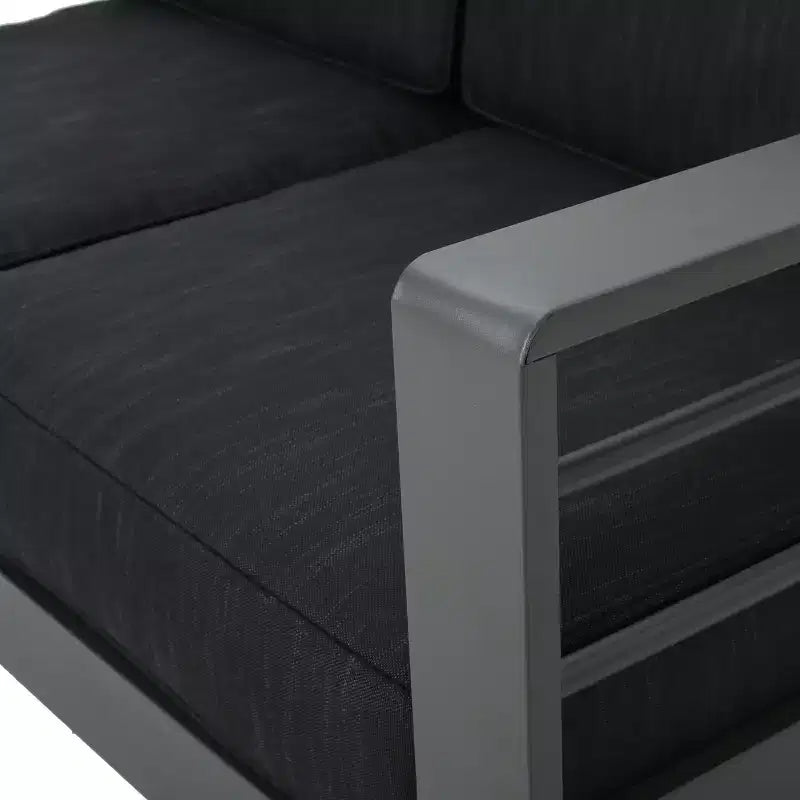 GDFStudio Crested Bay Salon de conversation extérieur en aluminium 4 places avec brasero gris clair