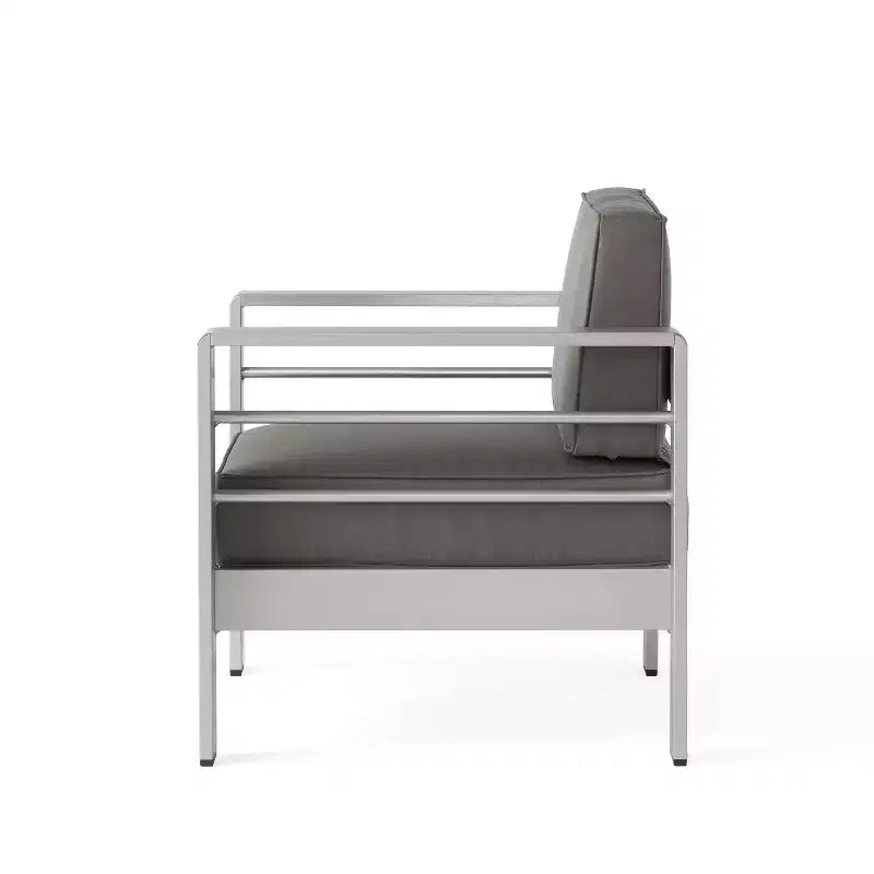 Ensemble de conversation extérieur 4 places GDFStudio Crested Bay en aluminium avec foyer gris foncé