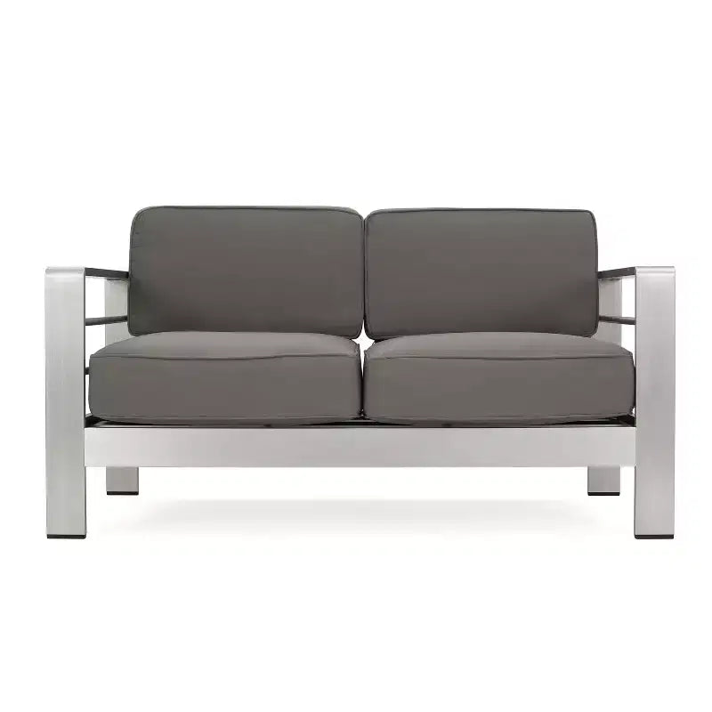 Ensemble de conversation extérieur 4 places GDFStudio Crested Bay en aluminium avec foyer gris foncé