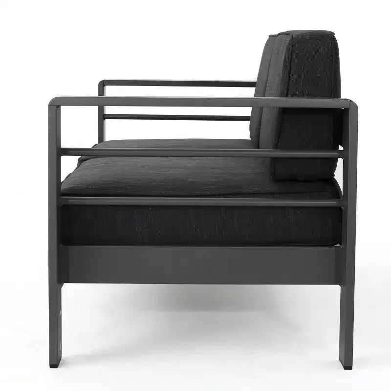 Ensemble de conversation extérieur 4 places GDFStudio Crested Bay en aluminium avec foyer gris foncé