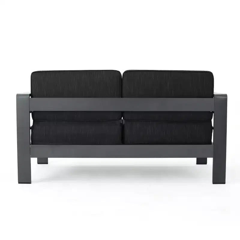 Ensemble de conversation extérieur 4 places GDFStudio Crested Bay en aluminium avec foyer gris foncé