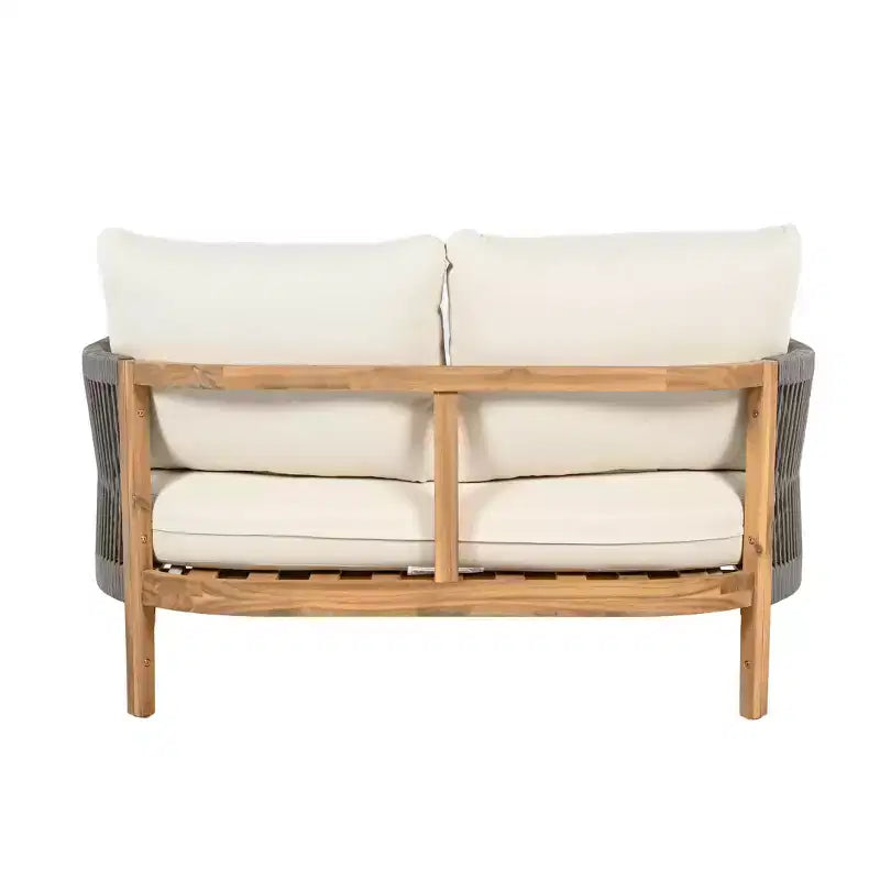 Christopher Knight Home Gilda Ensemble de conversation 2 places avec fauteuil et table basse en bois d'acacia et corde tressée
