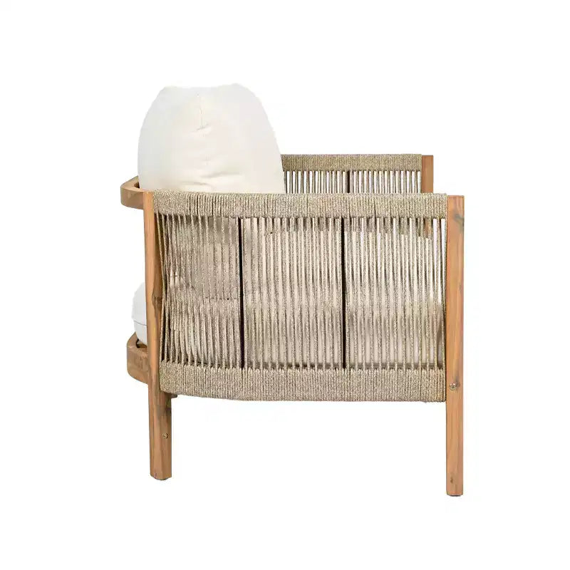 Christopher Knight Home Gilda Ensemble de conversation 2 places avec fauteuil et table basse en bois d'acacia et corde tressée