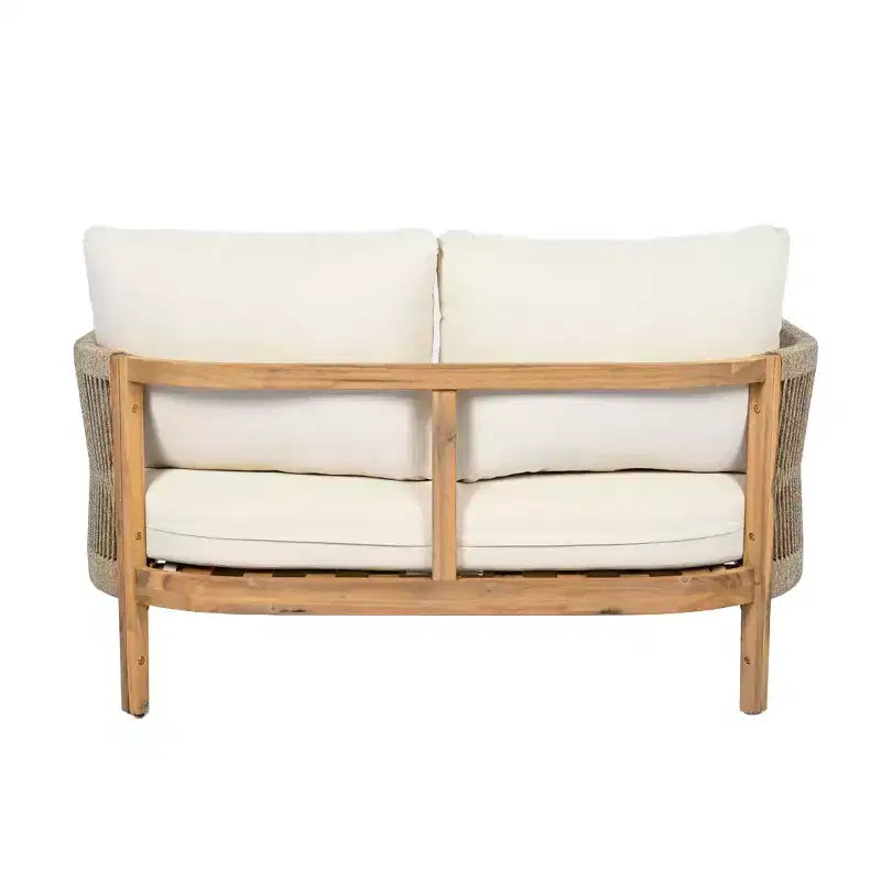 Christopher Knight Home Gilda Ensemble de conversation 2 places avec fauteuil et table basse en bois d'acacia et corde tressée