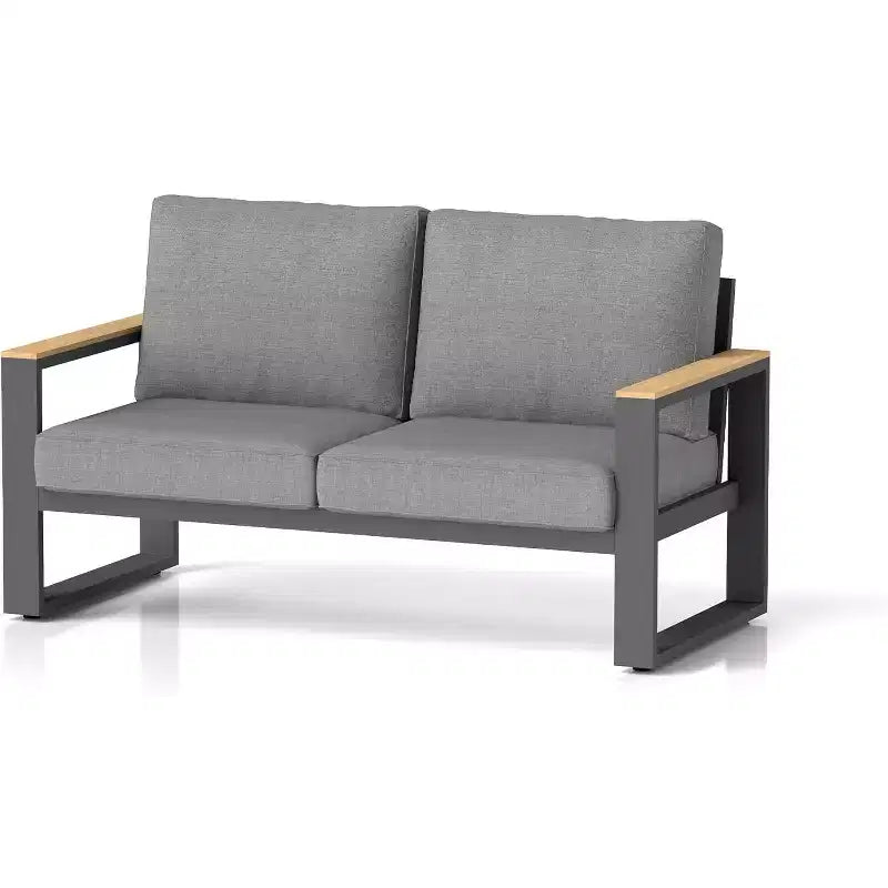 Heynemo Causeuse d'extérieur en aluminium, canapé de terrasse en métal résistant aux intempéries, fauteuil de canapé de patio pour porche, jardin et arrière-cour