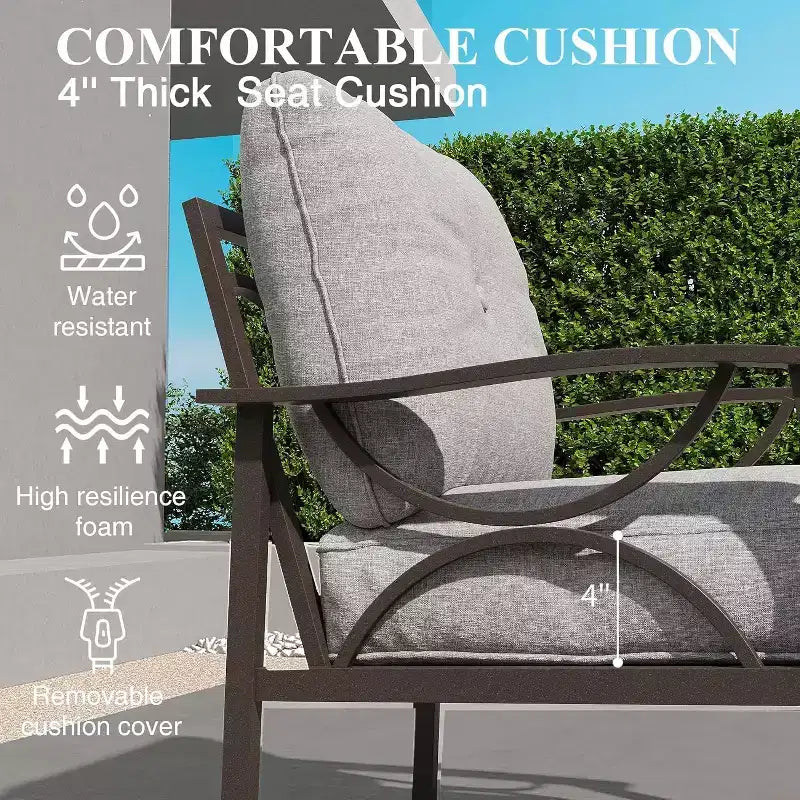 Ensemble de meubles de patio Heynemo pour l'extérieur, ensemble de conversation de patio de 2 pièces, ensemble de meubles en métal avec canapé 3 places