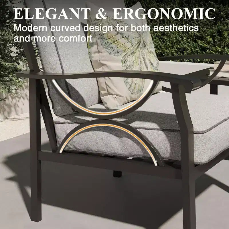 Ensemble de meubles de patio Heynemo pour l'extérieur, ensemble de conversation de patio de 2 pièces, ensemble de meubles en métal avec canapé 3 places