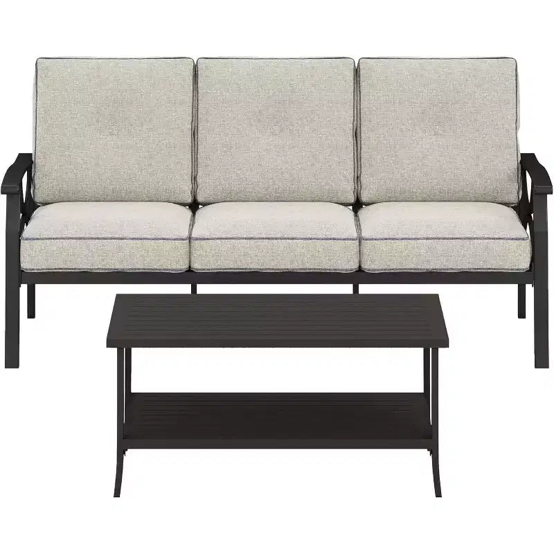 Ensemble de meubles de patio Heynemo pour l'extérieur, ensemble de conversation de patio de 2 pièces, ensemble de meubles en métal avec canapé 3 places