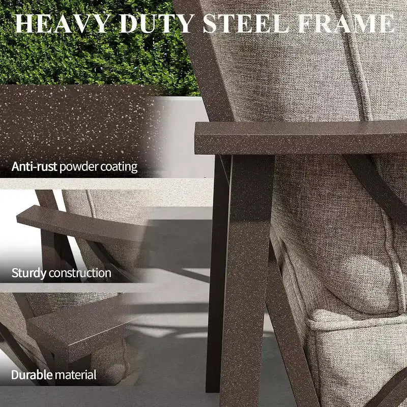 Ensemble de Meubles de Patio Extérieur Heynemo, Ensemble de Conversation de Patio 6 Pièces avec Table Basse et Poufs, Ensemble de Meubles en Métal pour Porche et Jardin, Café