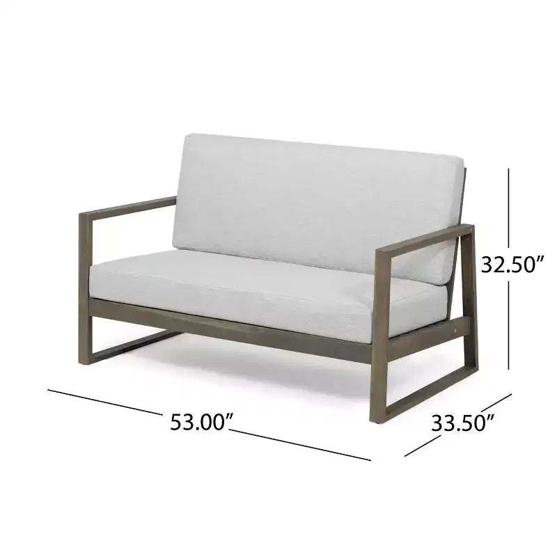 Christopher Knight Home Hazel Ensemble Causeuse et Table Basse d'Extérieur en Bois d'Acacia avec Coussins