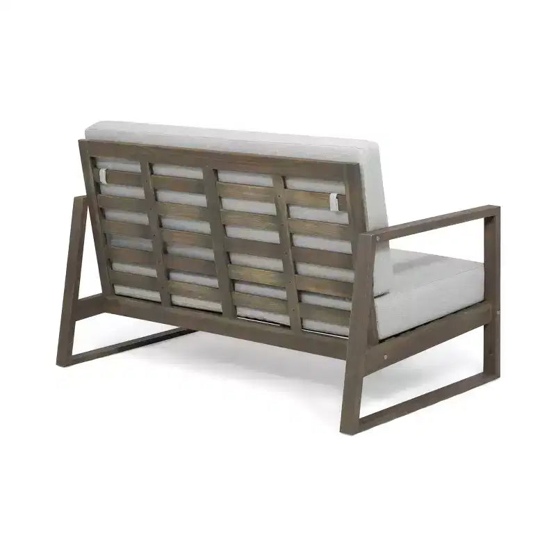 Christopher Knight Home Hazel Ensemble Causeuse et Table Basse d'Extérieur en Bois d'Acacia avec Coussins