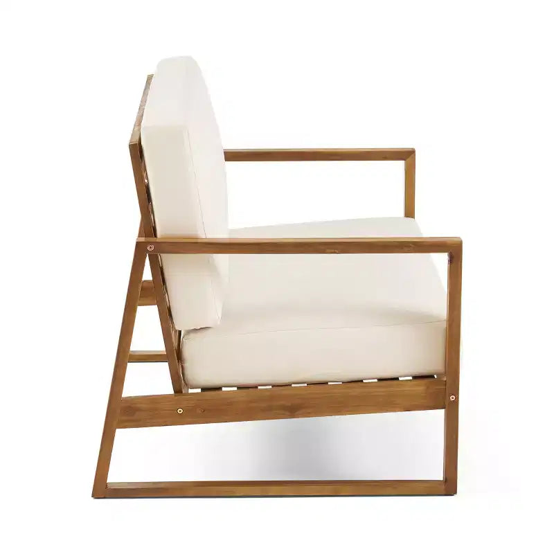 Christopher Knight Home Hazel Ensemble Causeuse et Table Basse d'Extérieur en Bois d'Acacia avec Coussins