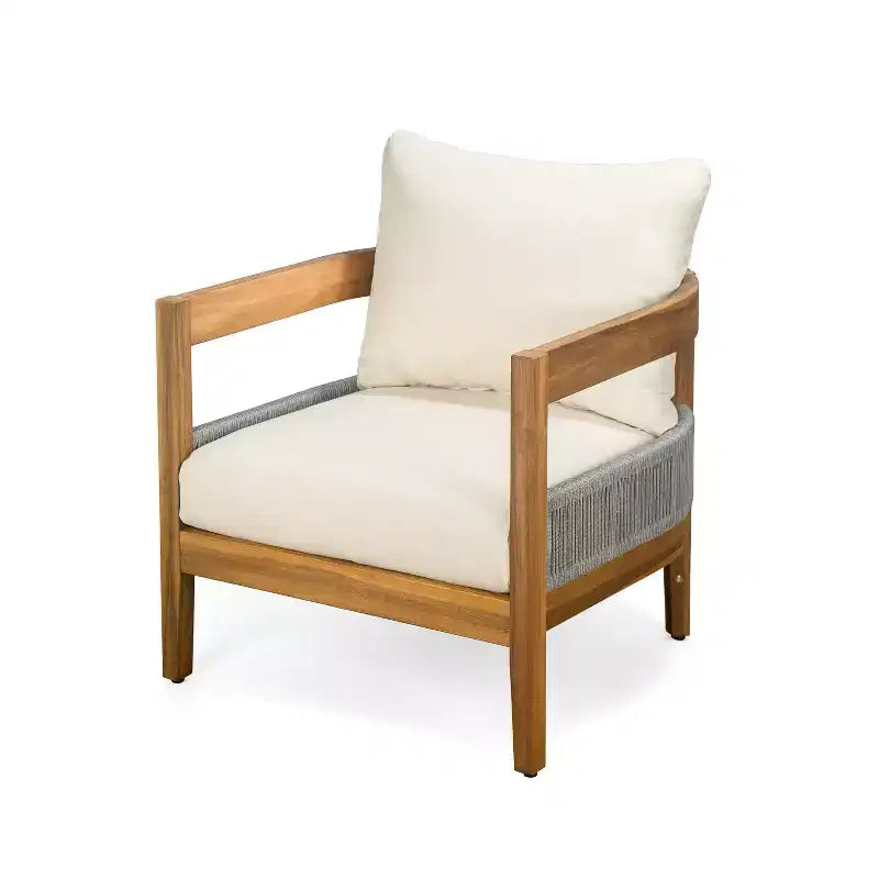 Christopher Knight Home Olympia Ensemble de 4 fauteuils d'extérieur en bois d'acacia, beige/teck