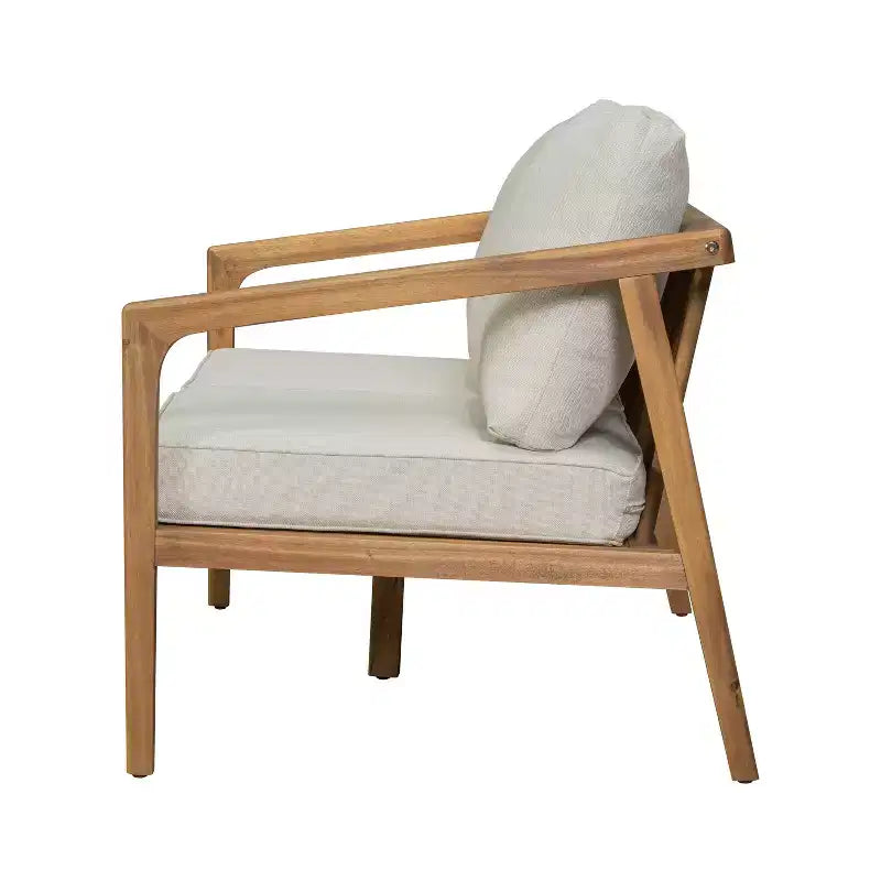 Christopher Knight Home Osborn Ensemble de 4 pièces en bois d'acacia avec coussins, motif à lattes, teck/beige