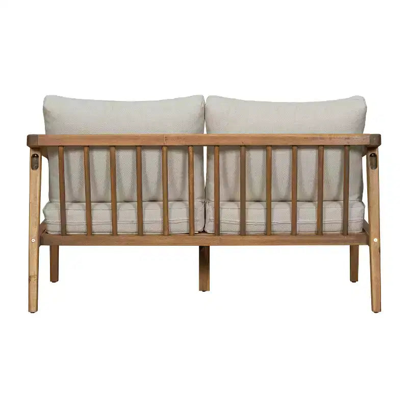 Christopher Knight Home Osborn Ensemble de 4 pièces en bois d'acacia avec coussins, motif à lattes, teck/beige