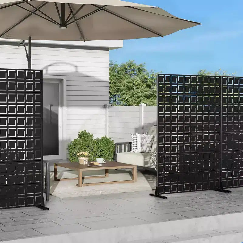 Jardinière en métal noir de 183 cm (H) x 119 cm (L) avec treillis pour terrasse, jardin et balcons