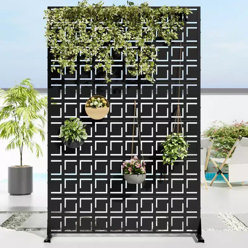 Jardinière en métal noir de 183 cm (H) x 119 cm (L) avec treillis pour terrasse, jardin et balcons