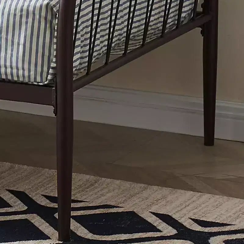 Cadre de lit de repos double en métal moderne avec support de matelas, Bronze