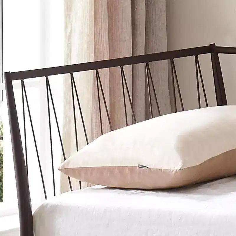 Cadre de lit de repos double en métal moderne avec support de matelas, Bronze