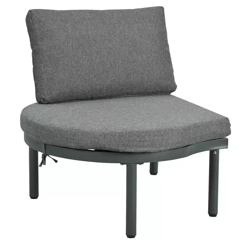 Ensemble de canapé de patio demi-lune 6 pièces Whisen avec 2 tables basses et 4 oreillers, sectionnel en rotin PE