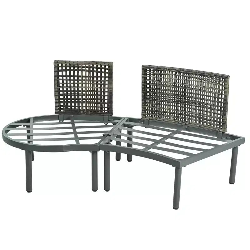 Ensemble de canapé de patio demi-lune 6 pièces Whisen avec 2 tables basses et 4 oreillers, sectionnel en rotin PE
