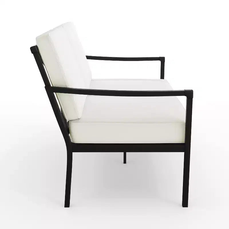 Ensemble de conversation 4 pièces de patio en acier Martha Stewart avec causeuse, 2 chaises, table basse en noir