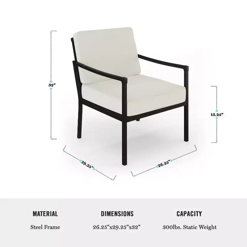 Ensemble de conversation 4 pièces de patio en acier Martha Stewart avec causeuse, 2 chaises, table basse en noir