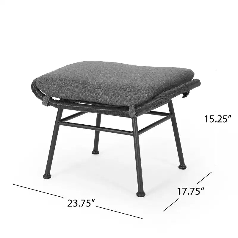 Christopher Knight Home Bechtel Ensemble 5 pièces de conversation d'extérieur en osier et verre trempé avec poufs