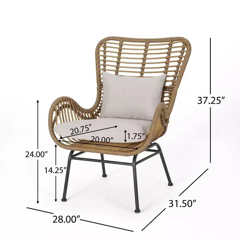 Christopher Knight Home Bechtel Ensemble 5 pièces de conversation d'extérieur en osier et verre trempé avec poufs