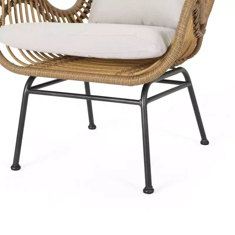 Christopher Knight Home Bechtel Ensemble 5 pièces de conversation d'extérieur en osier et verre trempé avec poufs