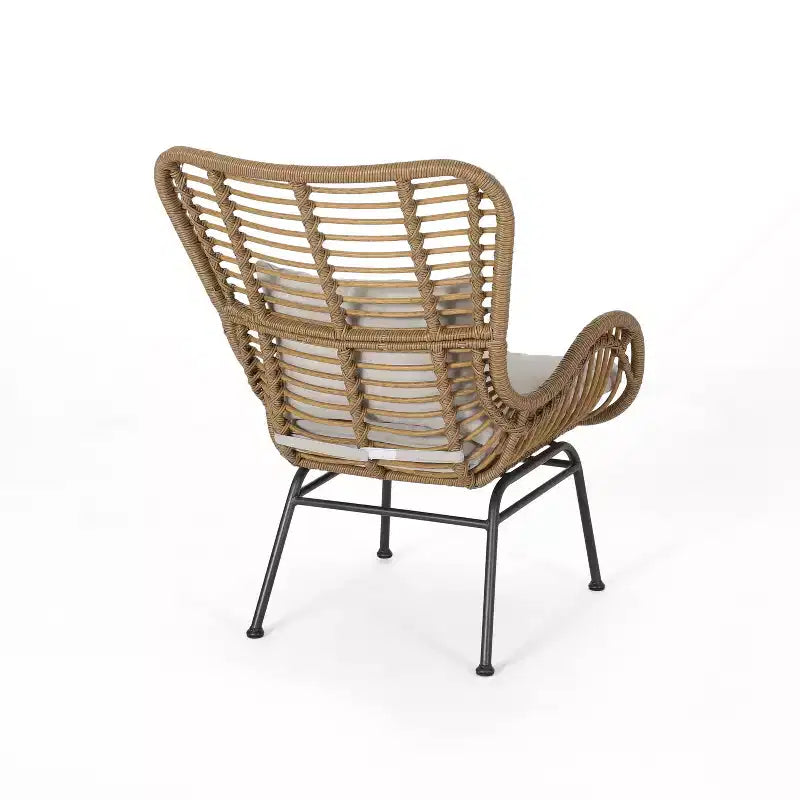 Christopher Knight Home Bechtel Ensemble 5 pièces de conversation d'extérieur en osier et verre trempé avec poufs
