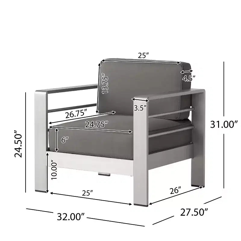 Christopher Knight Home Crested Bay, ensemble de discussion d'extérieur en aluminium 3 pièces avec table en C