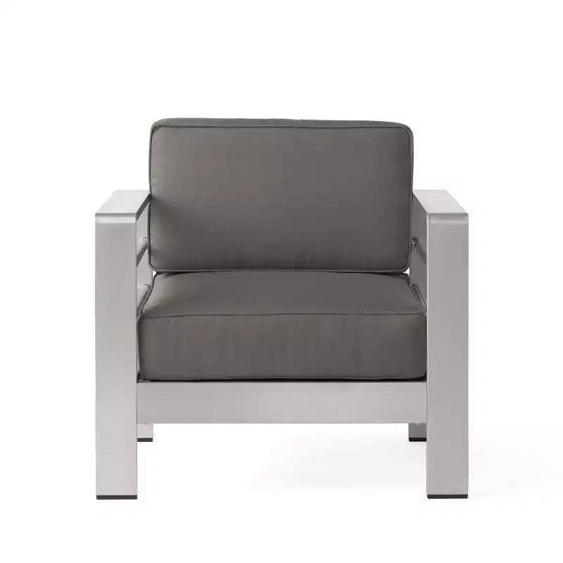 Christopher Knight Home Crested Bay, ensemble de discussion d'extérieur en aluminium 3 pièces avec table en C