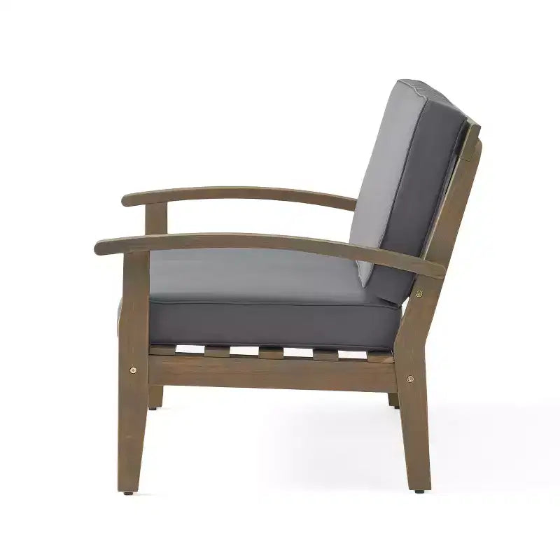GDFStudio Keanu Canapé deux places et table basse d'extérieur en bois d'acacia avec coussins