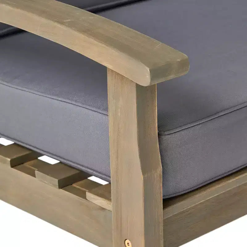 GDFStudio Keanu Canapé deux places et table basse d'extérieur en bois d'acacia avec coussins