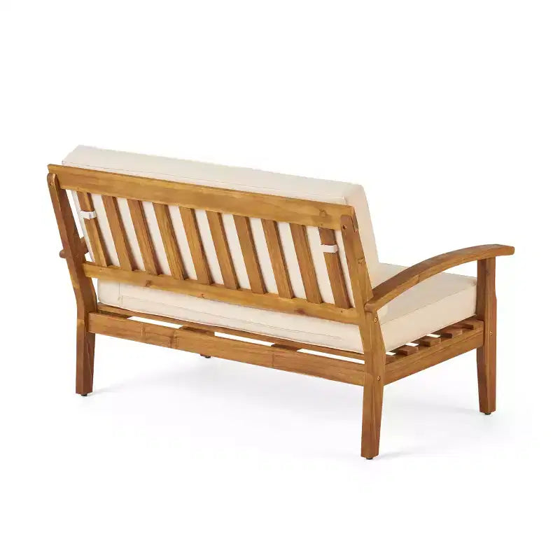 GDFStudio Keanu Canapé deux places et table basse d'extérieur en bois d'acacia avec coussins