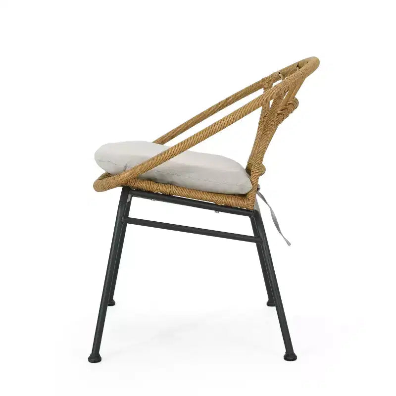 Christopher Knight Home Specter Ensemble de 3 meubles de conversation d'extérieur en osier et verre trempé avec coussins, marron clair/beige
